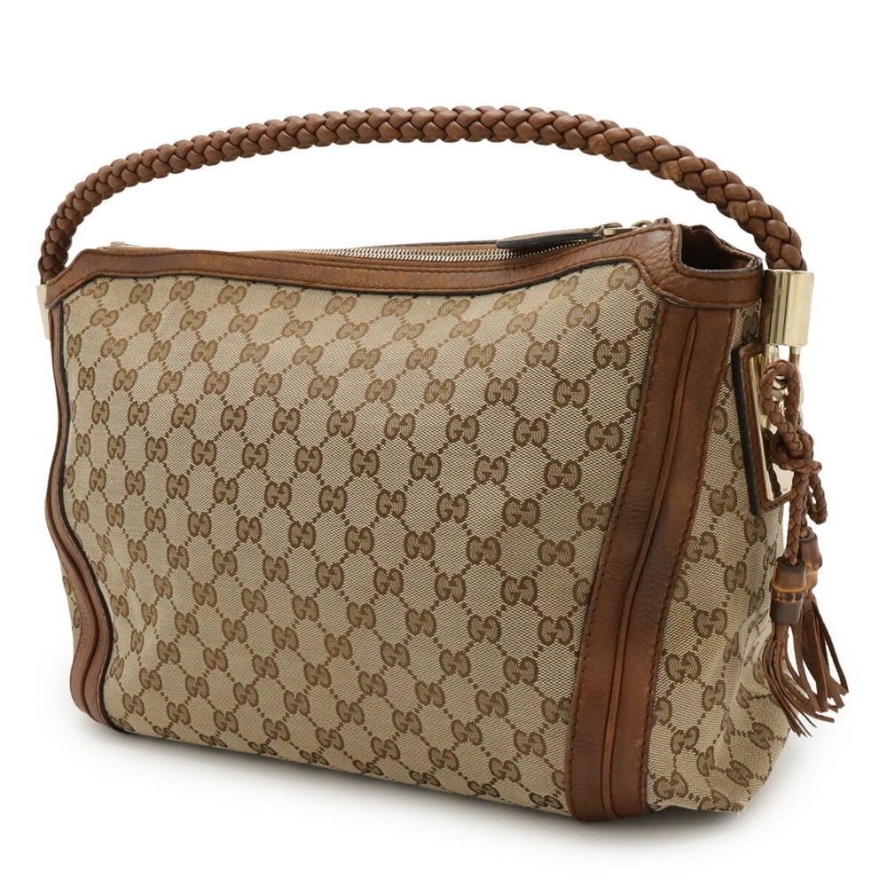 GUCCI Brown Leather Bamboo Shoulder Bag - Picture 3 of 10